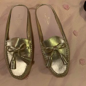 NEW gold Kate spade mules with tassel